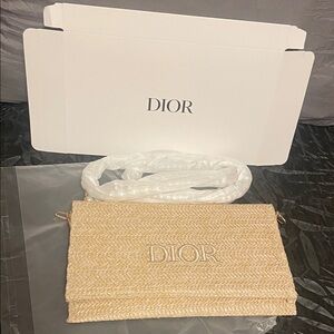 Dior Tan Woven Clutch